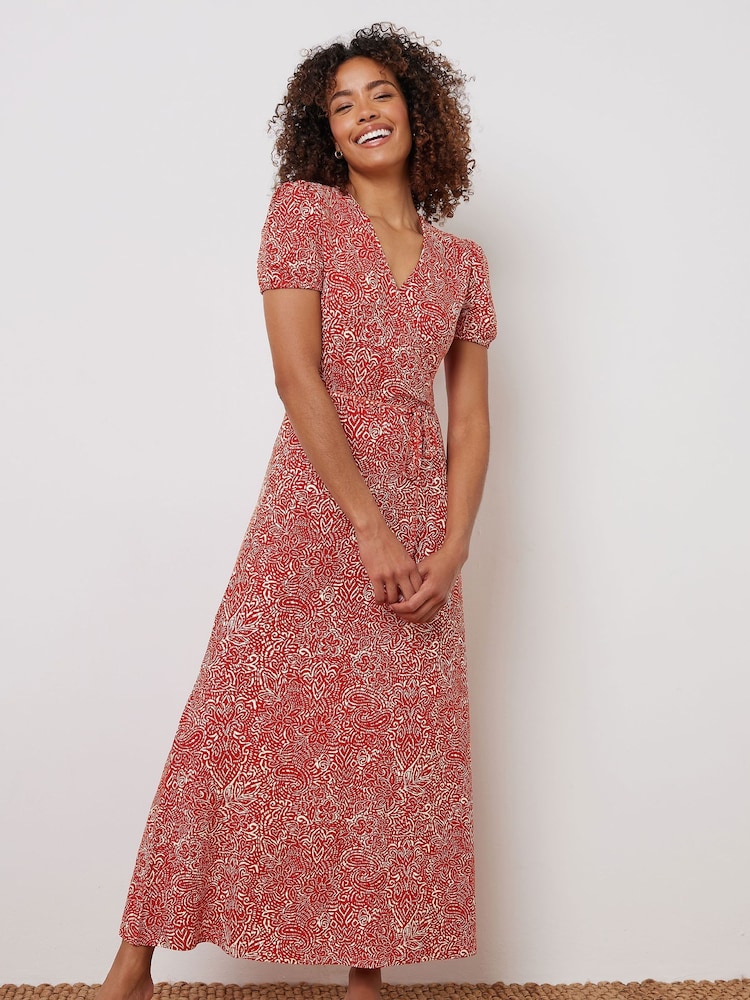 M&Co Orange Wrap Maxi Dress - Image 1 of 5