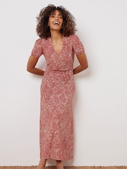 M&Co Orange Wrap Maxi Dress - Image 2 of 5