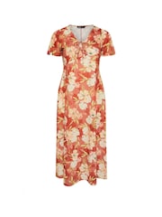 Yours Curve Brown Bow Front Dress - Image 5 of 5