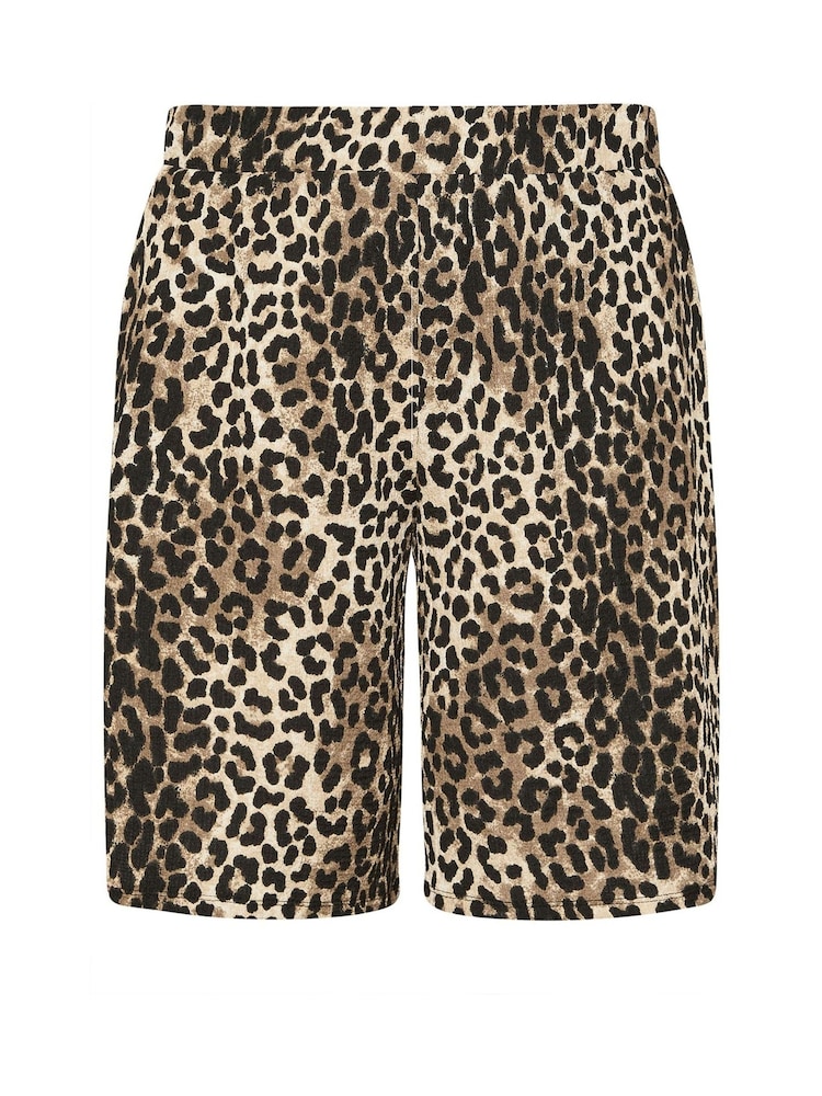 Yours Curve Brown Crinkle Jersey Shorts - Image 5 of 5