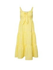 PixieGirl Petite Yellow Gingham Tie Front Maxi 100% Cotton Dress - Image 4 of 4