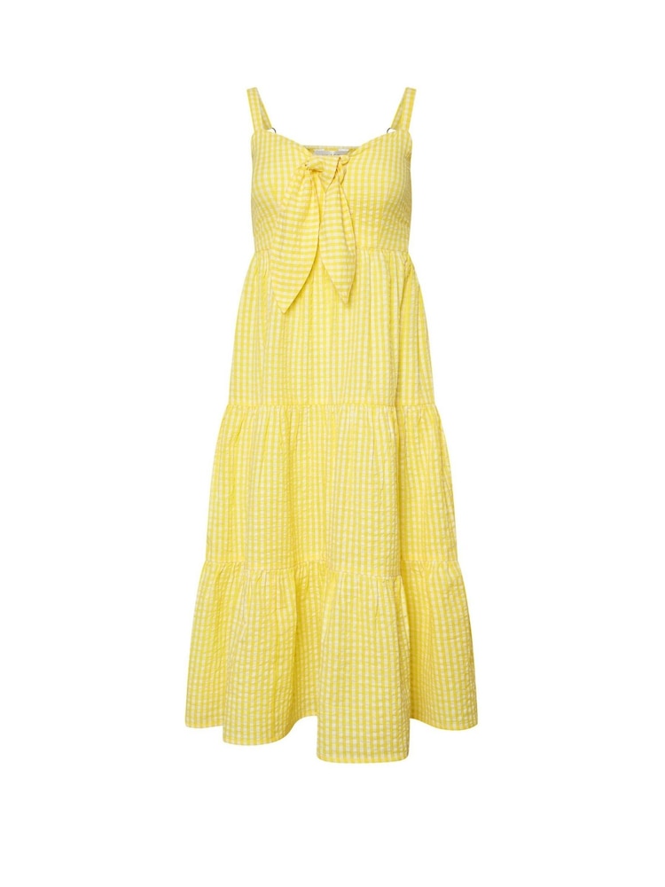 PixieGirl Petite Yellow Gingham Tie Front Maxi 100% Cotton Dress - Image 4 of 4