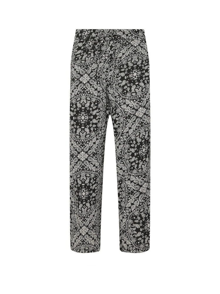 PixieGirl Petite Black Bandana Wide Leg 100% Cotton Trousers - Image 5 of 5