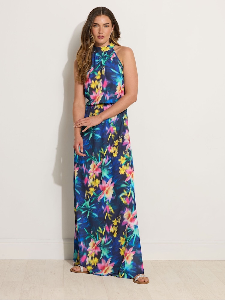 Long Tall Sally Blue Halterneck Dress - Image 1 of 6 Long Tall Sally Blue Halterneck Dress - Image 1 of 6