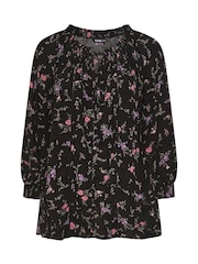 Preto - Blusa Boho Pintuck de manga longa Yours Curve - Imagem 5 de 5
