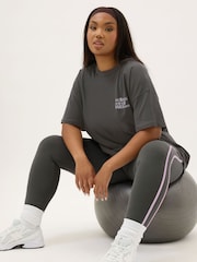 Yours Curve Grey Wellness Retreat Active T-Shirt - Image 1 of 6