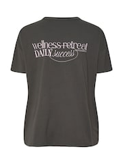 Yours Curve Grey Wellness Retreat Active T-Shirt - Image 6 of 6
