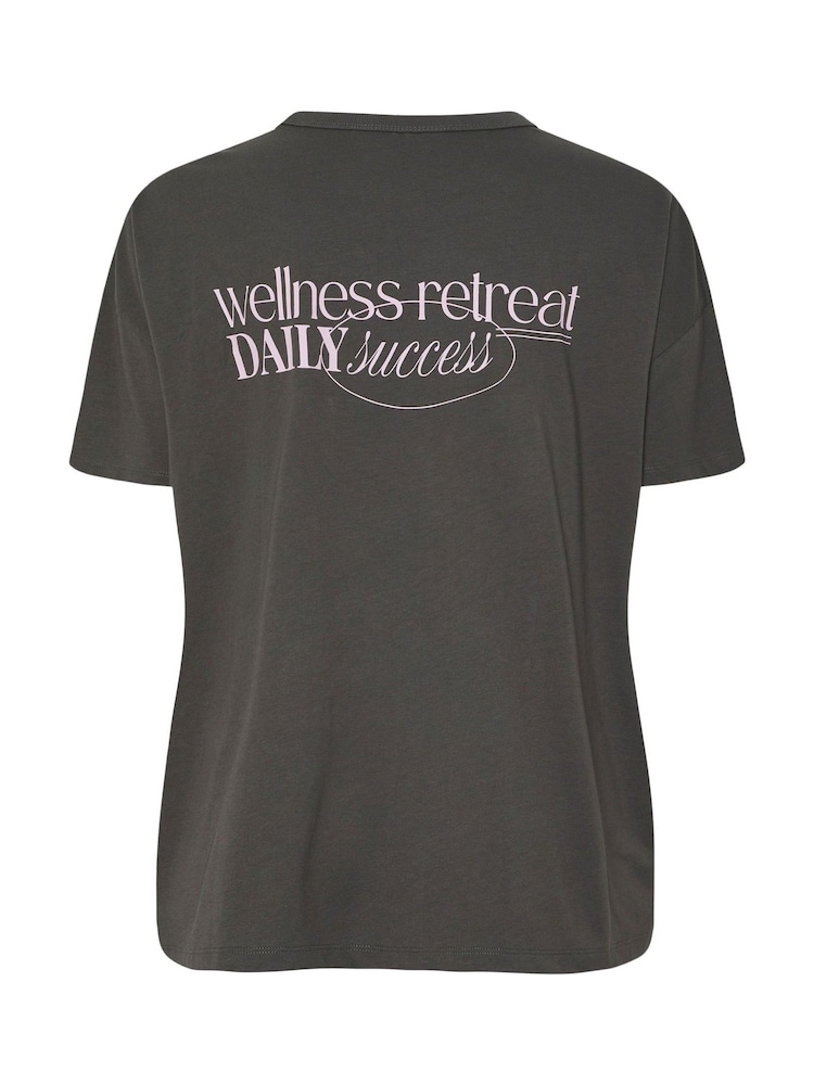 Yours Curve Grey Wellness Retreat Active T-Shirt - Image 6 of 6