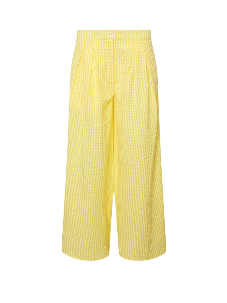 PixieGirl Petite Yellow Gingham Palazzo 100% Cotton Trousers - Image 5 of 5