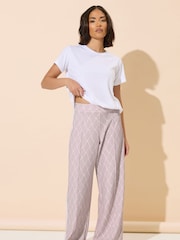 PixieGirl Petite Pink Jacquard Wide Leg Trousers - Image 2 of 5