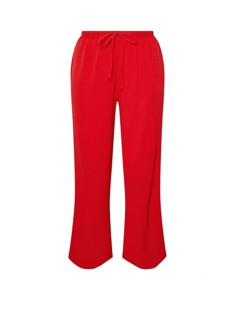 Yours Curve Red Washed Twill Wide Leg Trousers - Image 2 of 2