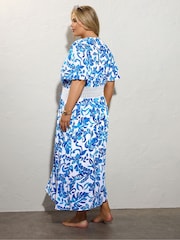 Yours Curve Blue Crinkle Maxi Crochet Cover-Up - Image 3 of 5