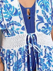 Yours Curve Blue Crinkle Maxi Crochet Cover-Up - Image 4 of 5