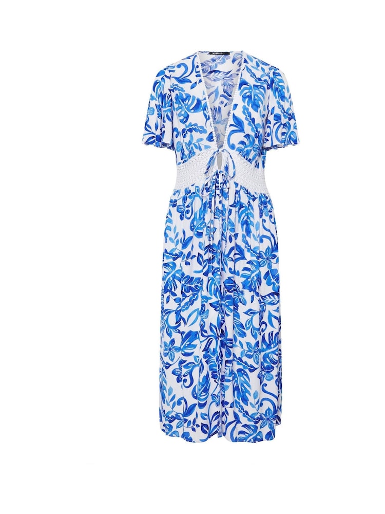 Yours Curve Blue Crinkle Maxi Crochet Cover-Up - Image 5 of 5