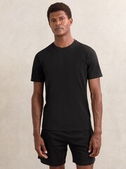 Reiss Black Flex Stretch-Cotton Loungewear T-Shirts 2 Pack - Image 2 of 5