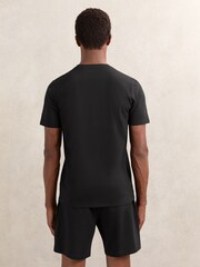 Reiss Black Flex Stretch-Cotton Loungewear T-Shirts 2 Pack - Image 4 of 5
