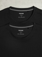 Reiss Black Flex Stretch-Cotton Loungewear T-Shirts 2 Pack - Image 5 of 5