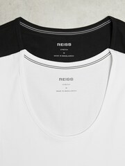 Reiss White/Black Monty 2 Pack Stretch-Cotton Loungewear Vests - Image 6 of 7