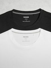 Reiss Black/White Flex Stretch-Cotton Loungewear T-Shirts 2 Pack - Image 7 of 8