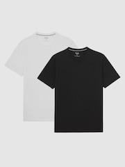 Reiss Black/White Flex Stretch-Cotton Loungewear T-Shirts 2 Pack - Image 8 of 8