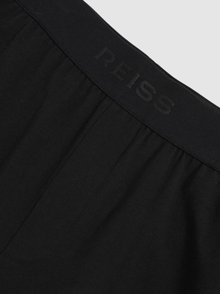 Reiss Black Fleet Cotton Jersey Logo-Waistband Shorts with Stretch - Image 6 of 6