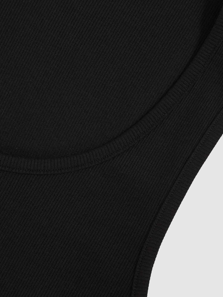 Reiss Black Jaden Stretch-Cotton Ribbed Vest - Image 6 of 6 Reiss Black Jaden Stretch-Cotton Ribbed Vest - Image 6 of 6