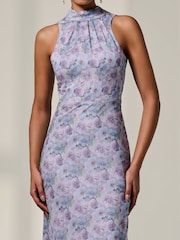 Jolie Moi Lilac Purple Chiffon Halter Neck Maxi Dress - Image 3 of 6