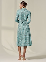 Jolie Moi Green Asymmetric Drape Midi Dress - Image 2 of 6