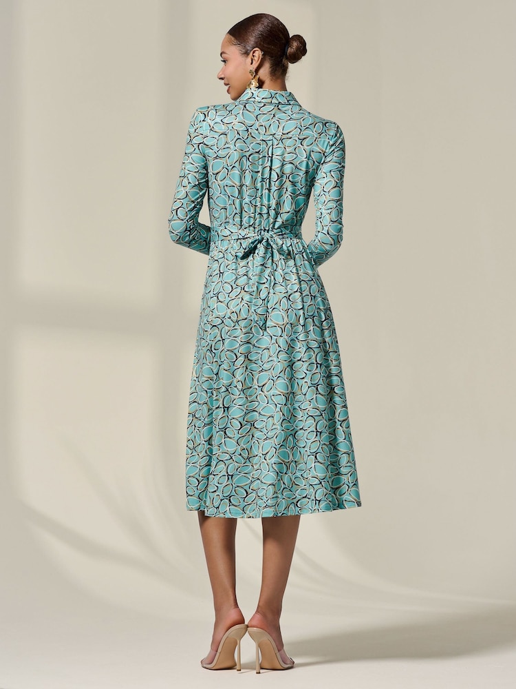 Jolie Moi Green Asymmetric Drape Midi Dress - Image 2 of 6