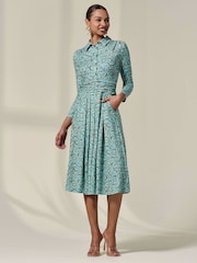 Jolie Moi Green Asymmetric Drape Midi Dress - Image 5 of 6