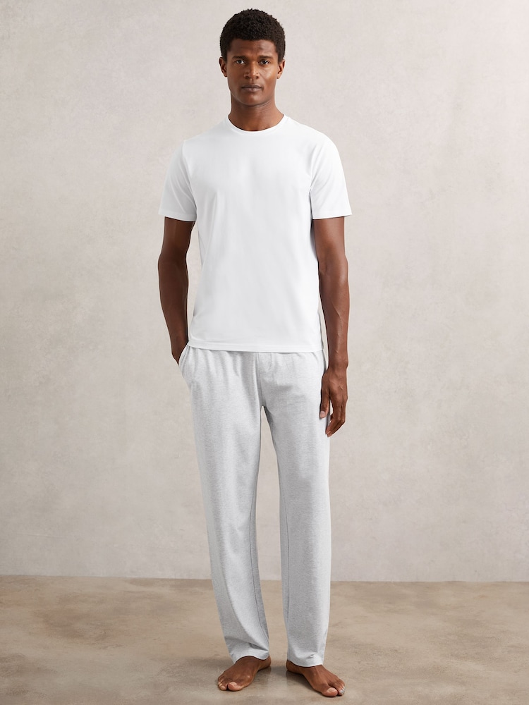 Reiss Soft Grey Hugo Cotton Jersey Logo-Waistband Joggers with Stretch - Image 1 of 6