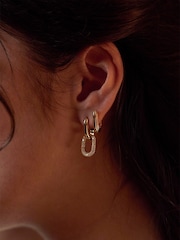 Estella Bartlett Gold Tone Ridged Hinge Hoops Earrings - Image 3 of 5
