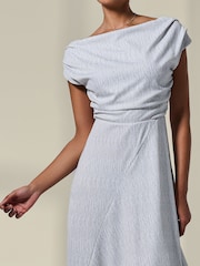 Jolie Moi White Asymmetric Drape Midi Dress - Image 3 of 6