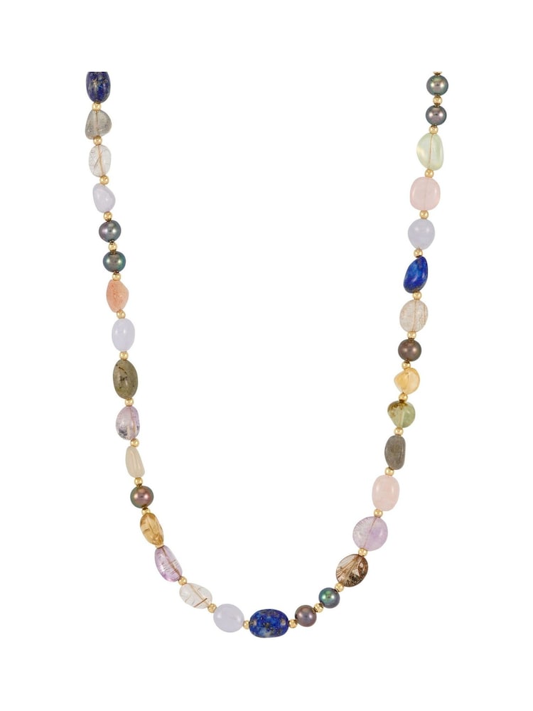 Estella Bartlett Gold Tone Multi Beaded T Bar Necklace - Image 2 of 4