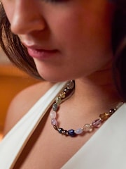 Estella Bartlett Gold Tone Multi Beaded T Bar Necklace - Image 3 of 4
