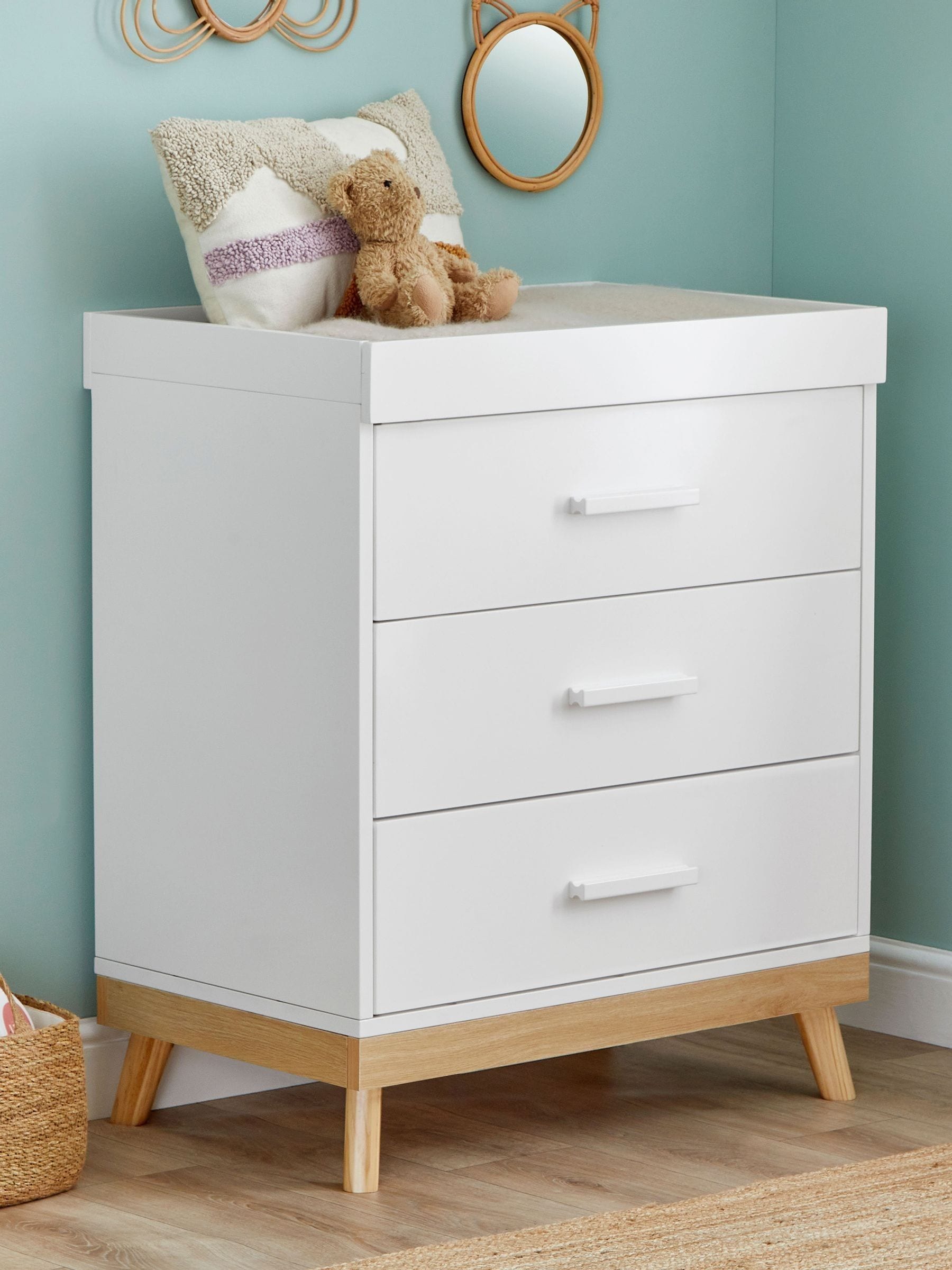 Babymore Mona Nursery Chest Changer - White - Wood - Image 2