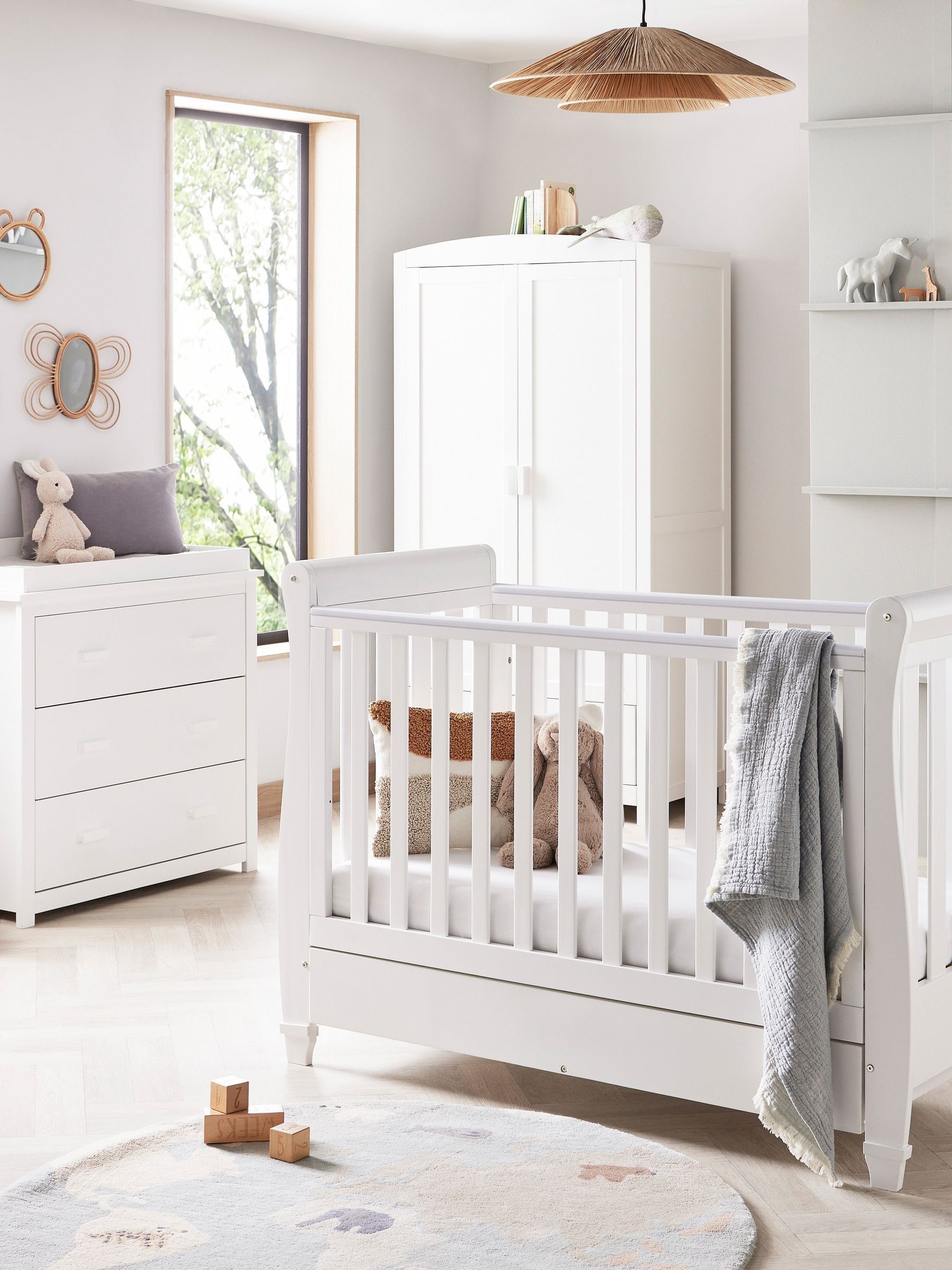 Babymore Eva 3-Piece Nursery Furniture Room Set, White - Image 3