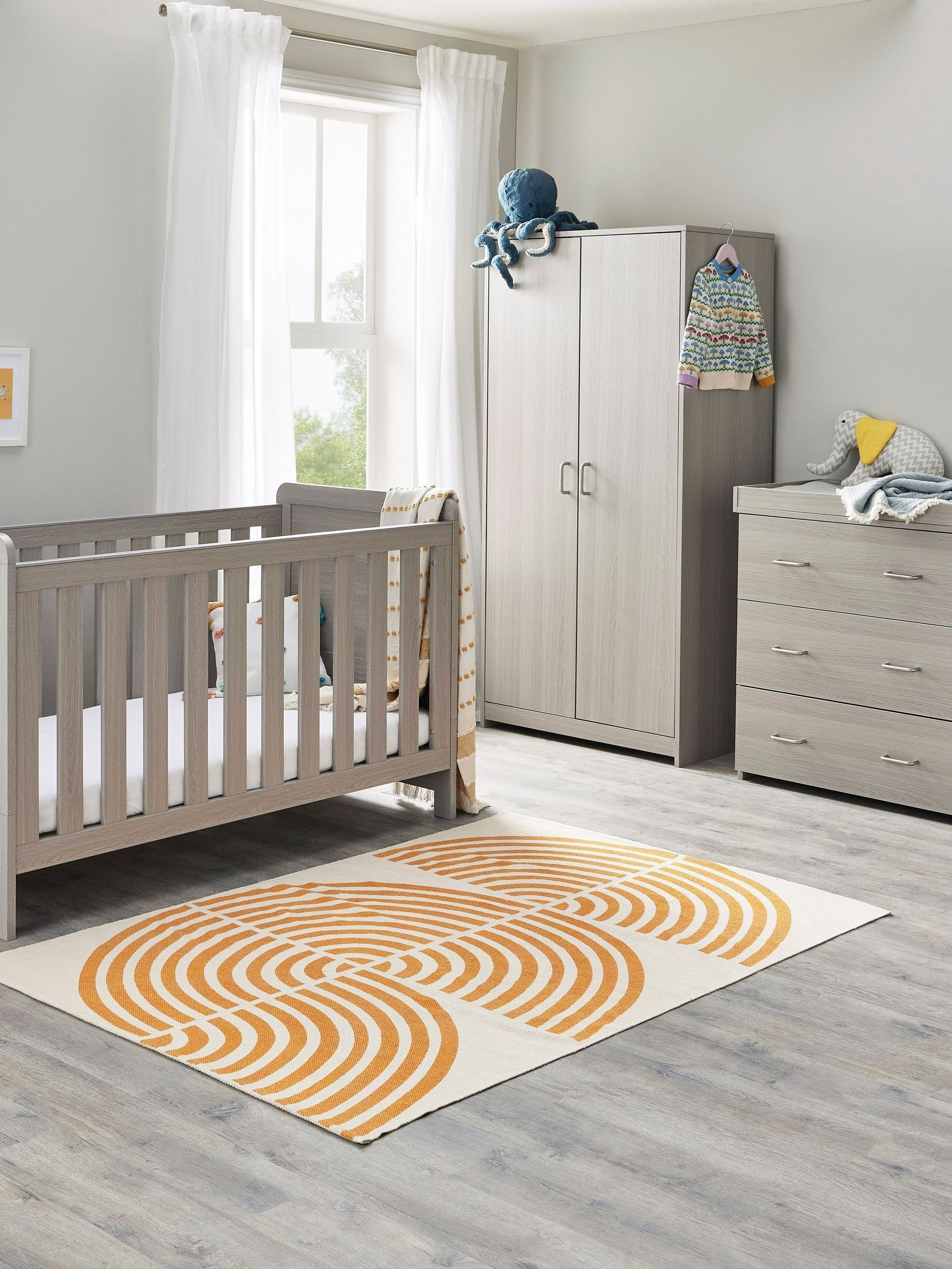 Babymore Grey 3 Piece Wash Caro Nursery Furniture Set - Image 1