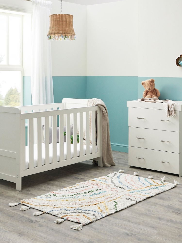 Babymore White Wash Caro Nursery Furniture Set 2 Piece - Image 1 of 6