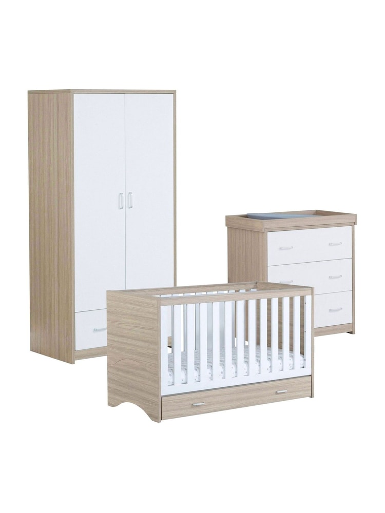 Babymore 3 Piece Oak White Veni Furniture Set with Drawer - Image 6 of 6