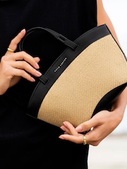 Katie Loxton Black Riviera Raffia Mini Tote Bag - Image 1 of 4