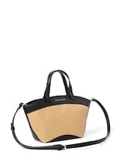 Katie Loxton Black Riviera Raffia Mini Tote Bag - Image 2 of 4