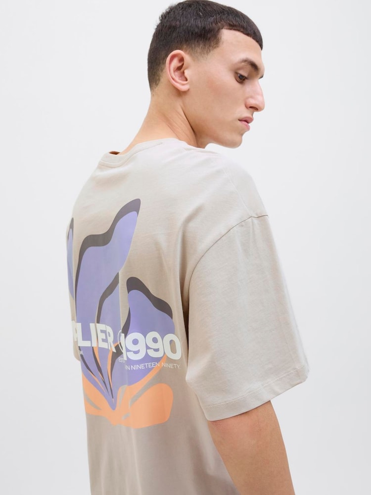 JACK & JONES Grey 100% Cotton Crew Neck Graphic Back Print T-Shirt - Image 2 of 6 JACK & JONES Grey 100% Cotton Crew Neck Graphic Back Print T-Shirt - Image 2 of 6