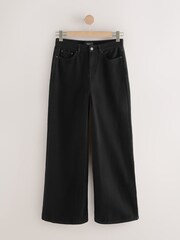 Preto - High Rise Palazzo Wide Leg Jeans - Imagem 1 de 4