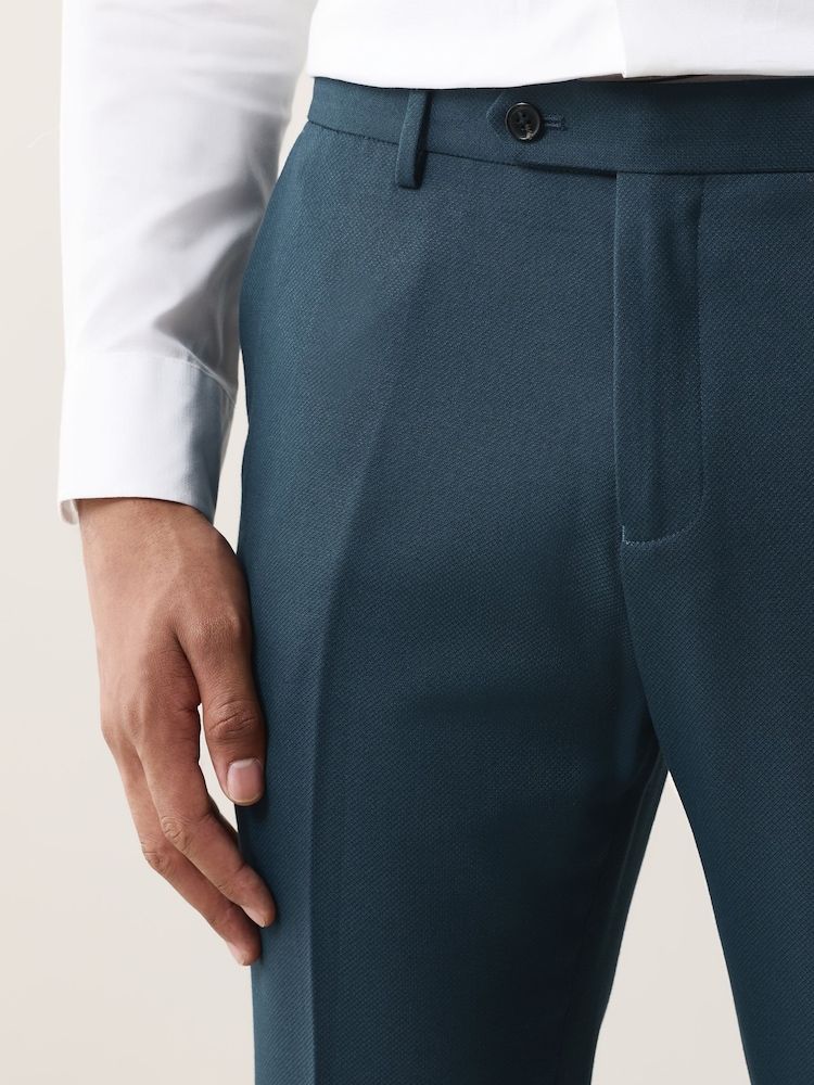 Buy Teal Blue Slim Fit Textured Suit Trousers from Next Oman