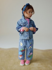 ミッドブルー - Doodle printed Jeans (3mths-7yrs) - 画像 2 / 8