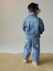 ミッドブルー - Doodle printed Jeans (3mths-7yrs) - 画像 3 / 8