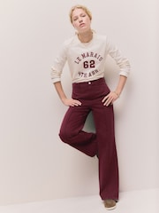 Burgundy Red Seam Front Straight Leg Jeans - Image 1 of 9