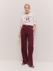 Burgundy Red Seam Front Straight Leg Jeans - Image 2 of 9