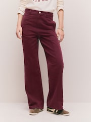 Burgundy Red Seam Front Straight Leg Jeans - Image 4 of 9